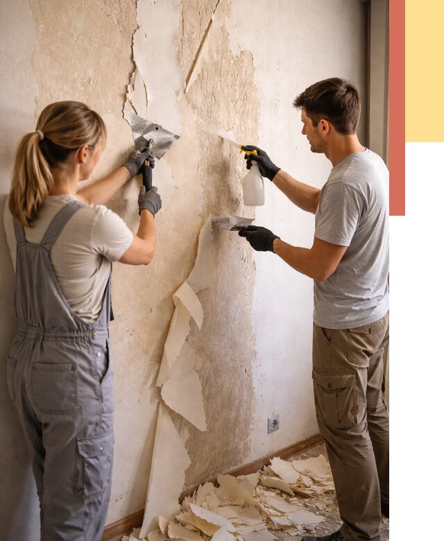 Снятие старых обоев в Баксане от 5304 руб. под ключ недорого | ОТДЕЛОЧНИК-Бкс