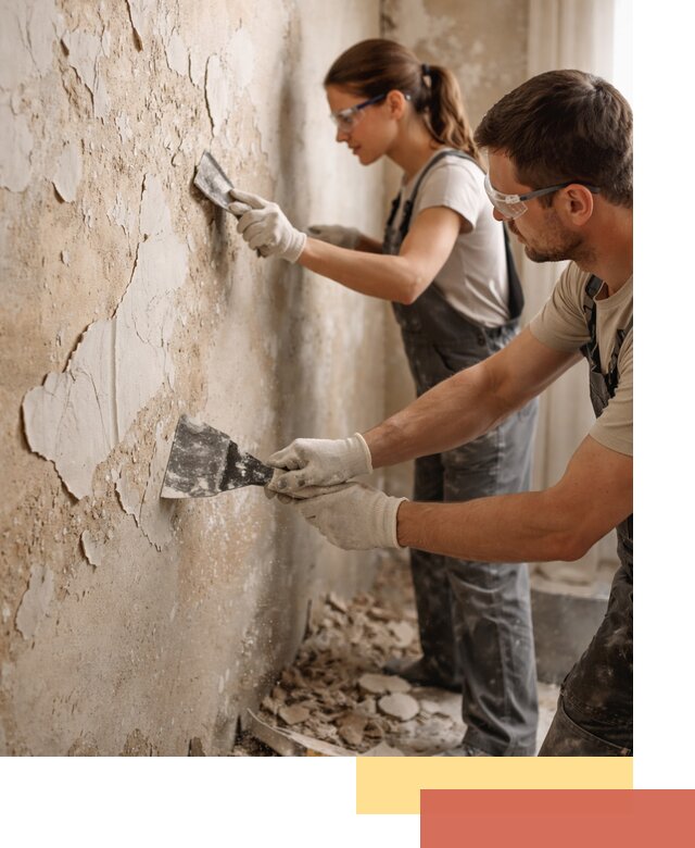 Снятие старой шпаклевки и подготовка поверхностей в Баксане
