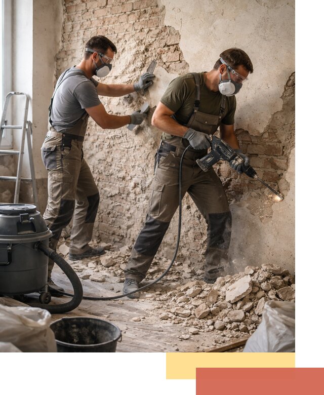 Демонтаж штукатурки со стен в Баксане быстро и аккуратно