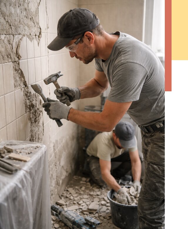 Демонтаж плитки со стен в Баксане от 859 руб. — быстро и недорого | ОТДЕЛОЧНИК-Бкс