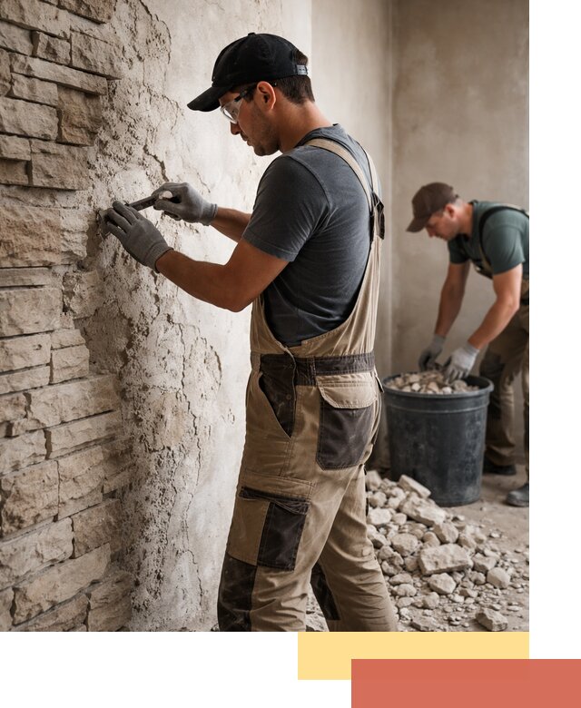 Демонтаж декоративного камня в Баксане профессионально и безопасно