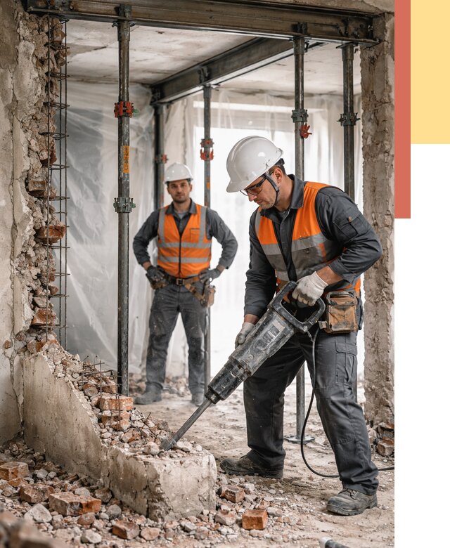 Снос несущих стен в Баксане от 10355 руб. — демонтаж несущей стены под ключ | ОТДЕЛОЧНИК-Бкс