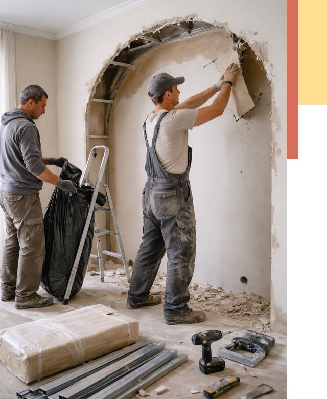 Демонтаж арки из гипсокартона в Баксане от 3536 руб. — услуги под ключ | ОТДЕЛОЧНИК-Бкс