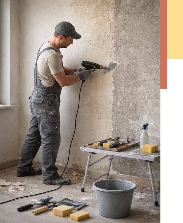 Очистка стен от клея в Баксане от 1869 руб. — снятие и удаление клея со стен | ОТДЕЛОЧНИК-Бкс