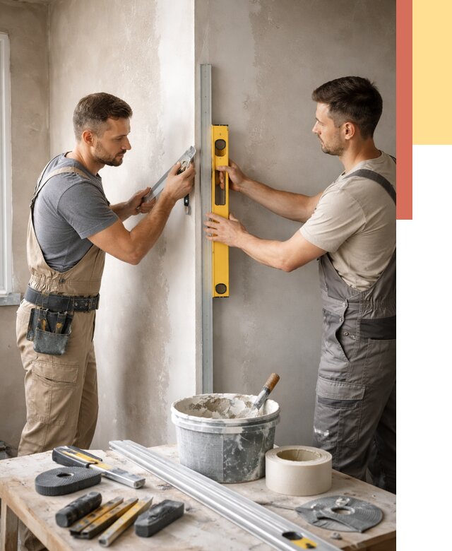 Выведение углов стен в Баксане от 1869 руб. быстро и недорого | ОТДЕЛОЧНИК-Бкс