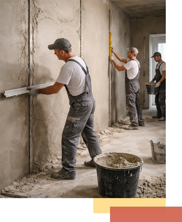 Штукатурка стен по маякам в Баксане — точная и ровная поверхность