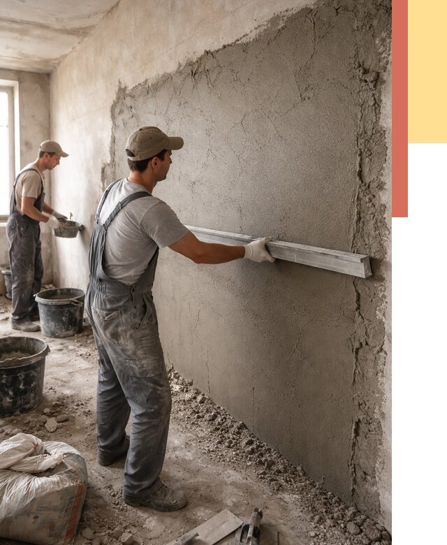 Цементная штукатурка стен в Баксане от 4546 руб/м2 — быстро и недорого | ОТДЕЛОЧНИК-Бкс