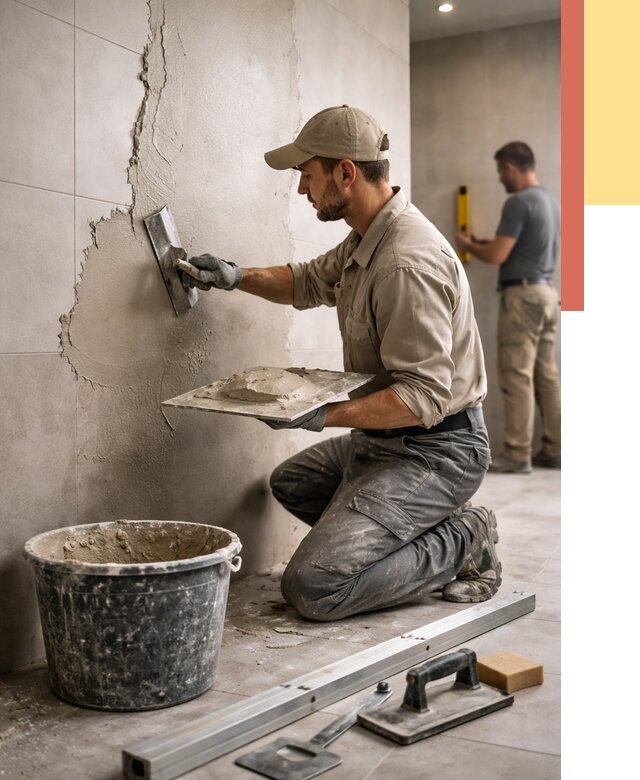 Штукатурка стен в ванной в Баксане от 4546 руб./м² — выравнивание под ключ | ОТДЕЛОЧНИК-Бкс