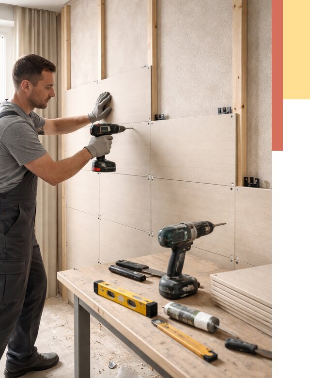 Монтаж МДФ панелей на стены в Баксане от 1263 руб. под ключ | ОТДЕЛОЧНИК-Бкс