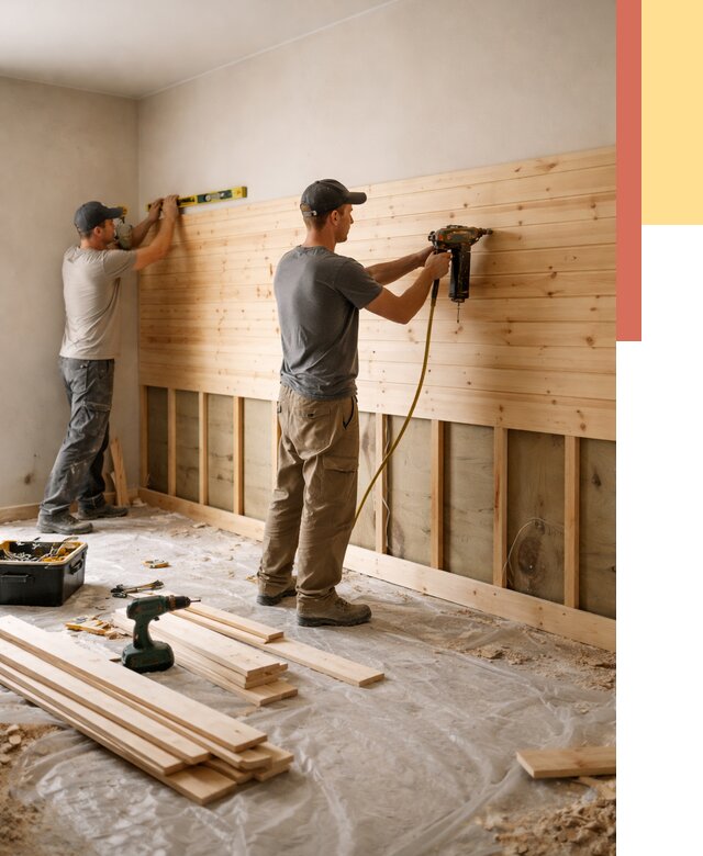 Монтаж деревянной вагонки на стены в Баксане от 7577 руб. | Услуги монтажа вагонки | ОТДЕЛОЧНИК-Бкс