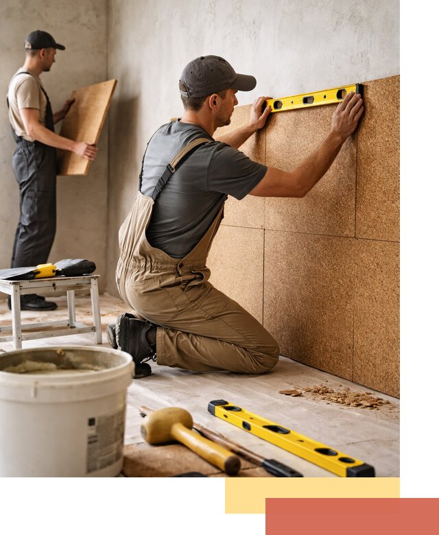 Монтаж пробковых панелей на стены в Баксане быстро и качественно