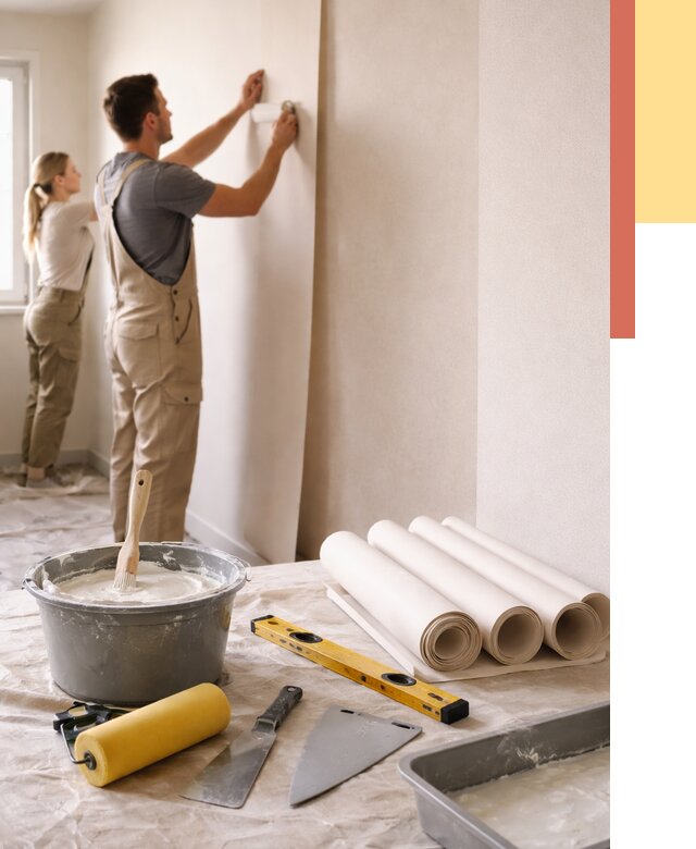 Поклейка бумажных обоев в Баксане от 5556 руб./м2 — быстро и недорого | ОТДЕЛОЧНИК-Бкс