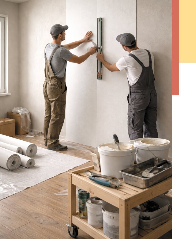 Поклейка стеклообоев в Баксане от 6566 руб. за м2 — быстро и недорого | ОТДЕЛОЧНИК-Бкс