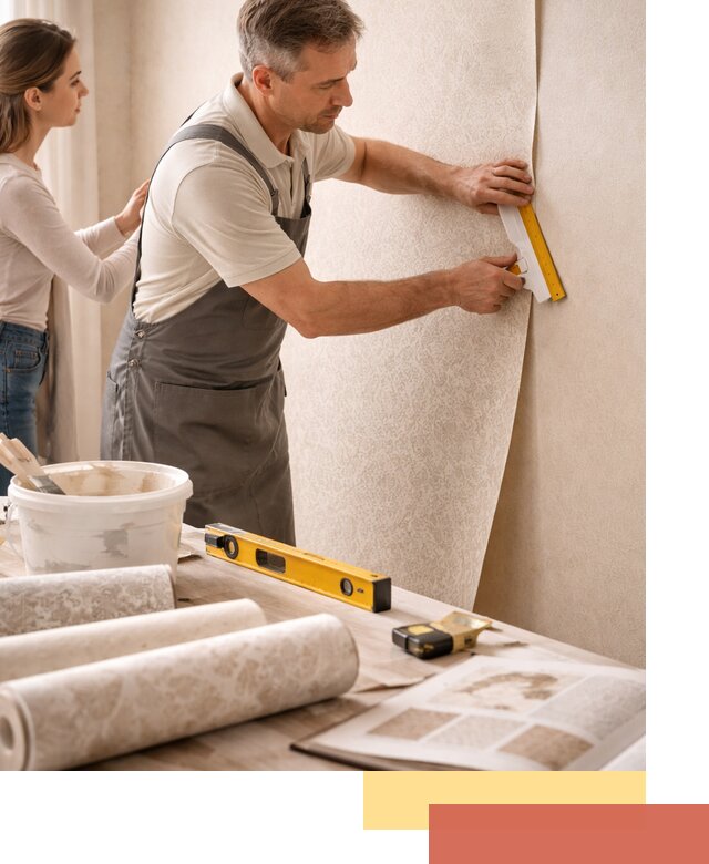 Поклейка обоев с подбором рисунка в Баксане