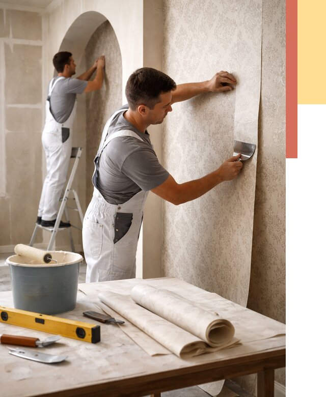 Поклейка обоев на сложные стены в Баксане от 2829 руб. под ключ | ОТДЕЛОЧНИК-Бкс