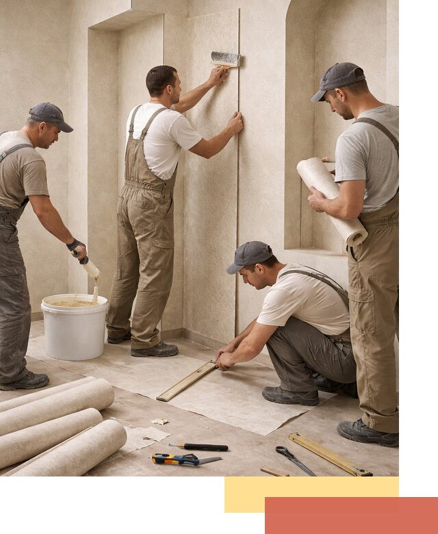 Поклейка обоев на сложные стены и неровные поверхности в Баксане