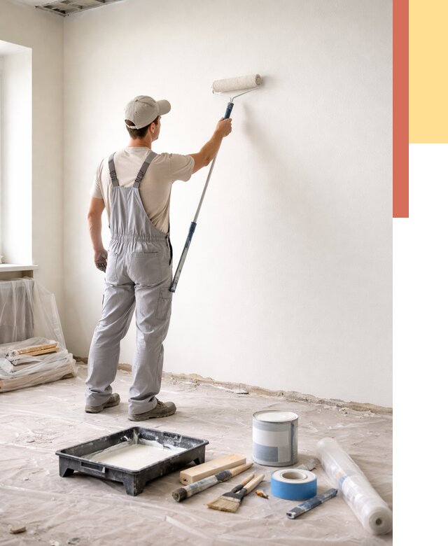 Покраска стен водоэмульсионной краской в Баксане от 455 руб. за м² | ОТДЕЛОЧНИК-Бкс