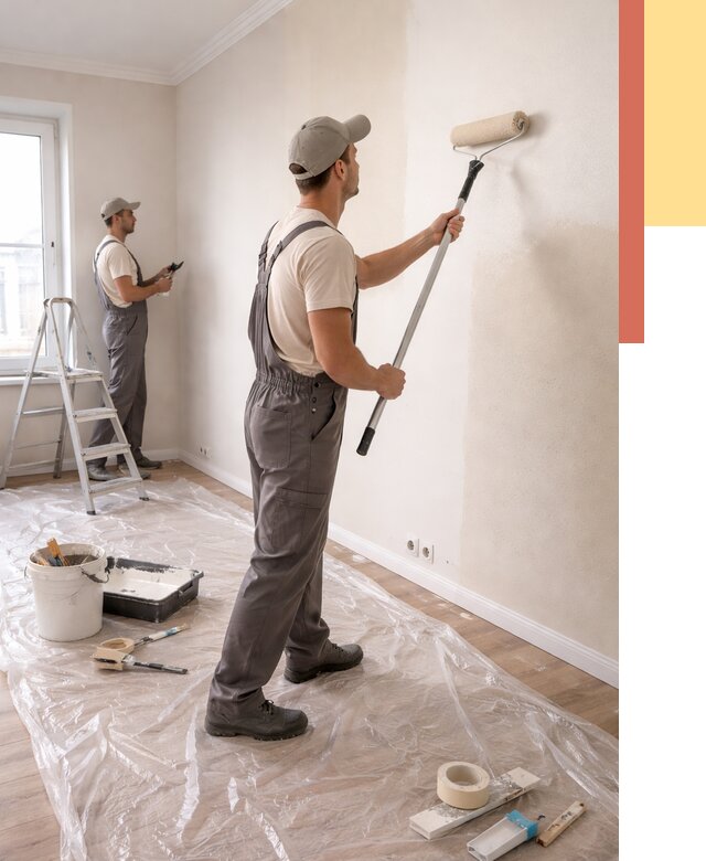 Покраска стен акриловой краской в Баксане от 3536 руб./м² — быстро и недорого | ОТДЕЛОЧНИК-Бкс