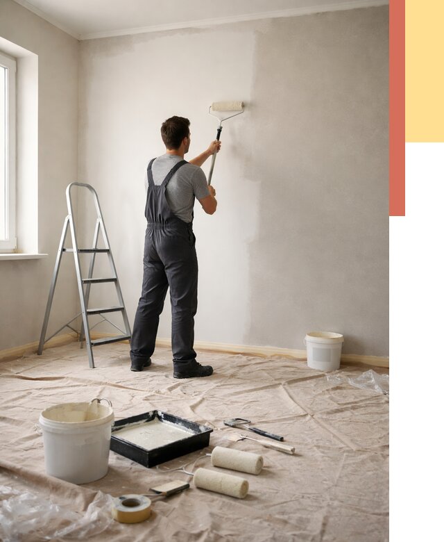 Покраска стен моющейся краской в Баксане от 354 руб./м² — быстро и недорого | ОТДЕЛОЧНИК-Бкс