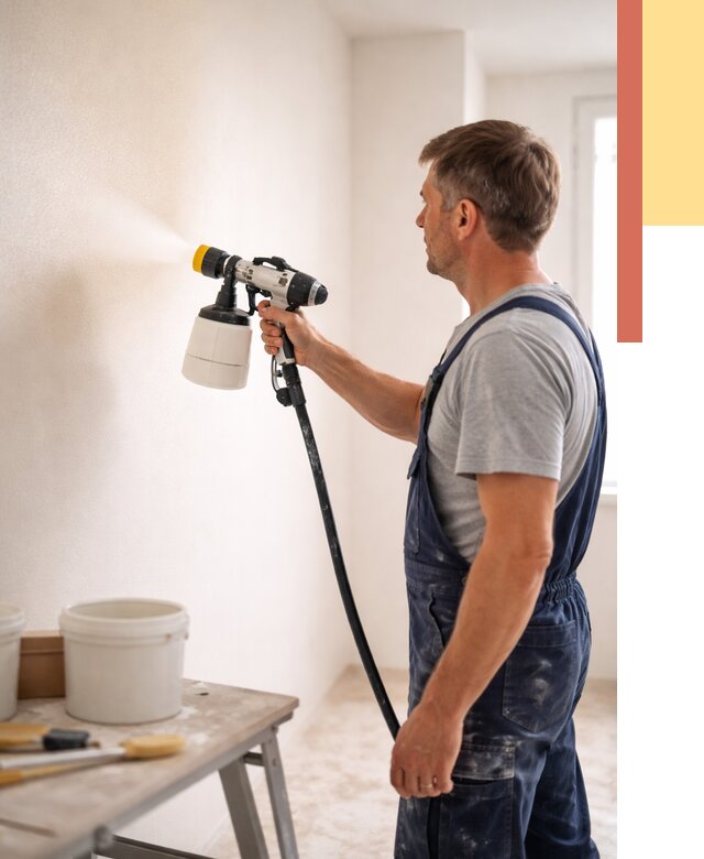 Покраска стен краскопультом в Баксане от 7577 руб. — механизированная покраска | ОТДЕЛОЧНИК-Бкс