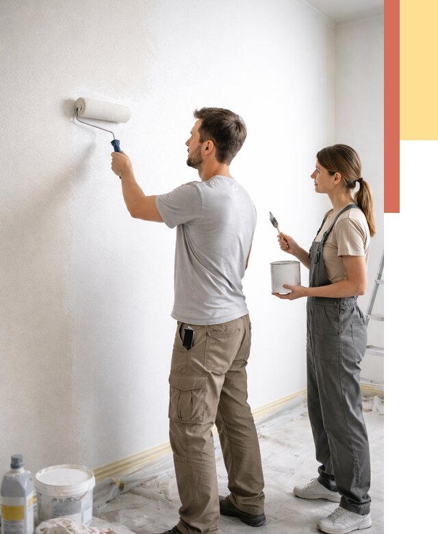 Окраска стен по стеклохолсту в Баксане от 4546 руб/м² под ключ | ОТДЕЛОЧНИК-Бкс