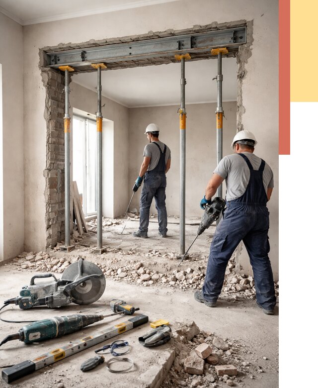 Прорезка проема в стене в Баксане от 4546 руб. — быстро и недорого | ОТДЕЛОЧНИК-Бкс