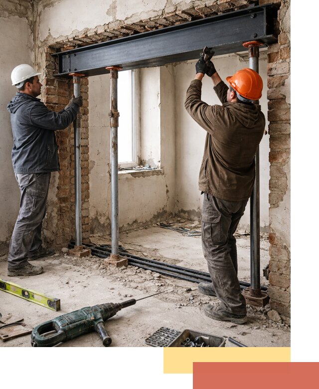 Усиление проема в стене в Баксане для расширения и безопасности