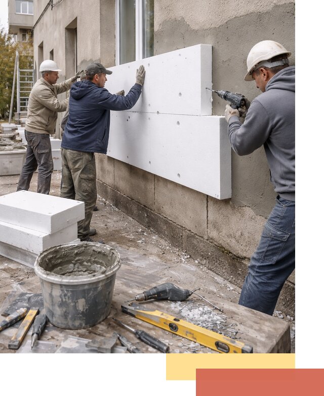 Утепление наружных стен пенопластом в Баксане