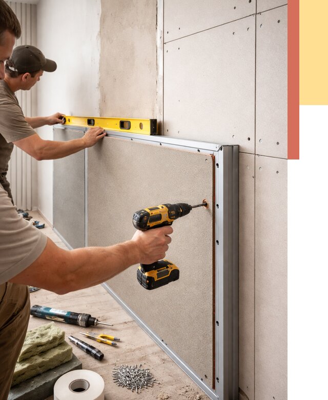 Шумоизоляция стен панелями ЗИПС в Баксане от 2222 руб./м² под ключ | ОТДЕЛОЧНИК-Бкс