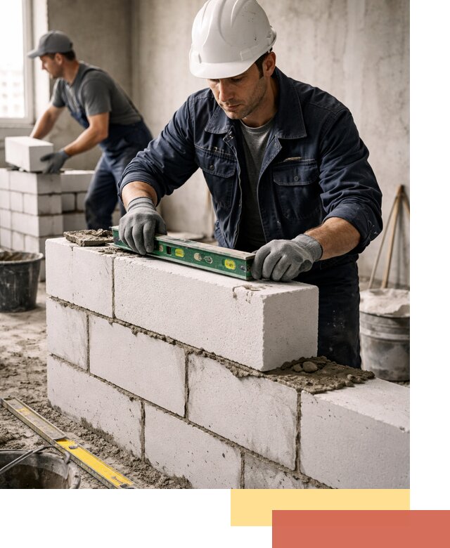 Кладка перегородок из пеноблока под ключ в Баксане