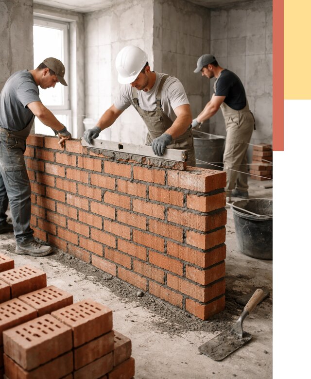 Кладка перегородок из кирпича в Баксане от 3536 руб. за м² | ОТДЕЛОЧНИК-Бкс