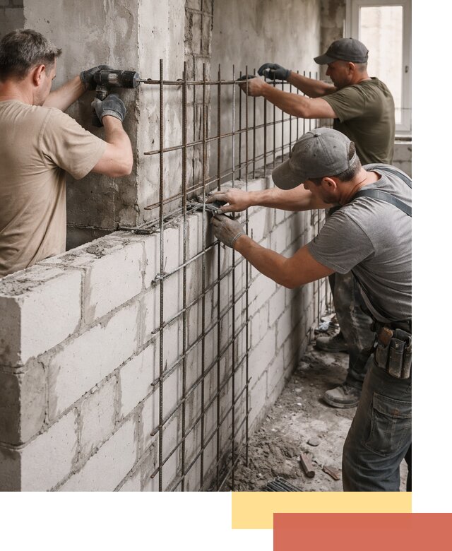 Армирование кладки перегородок в Баксане профессионально и надёжно