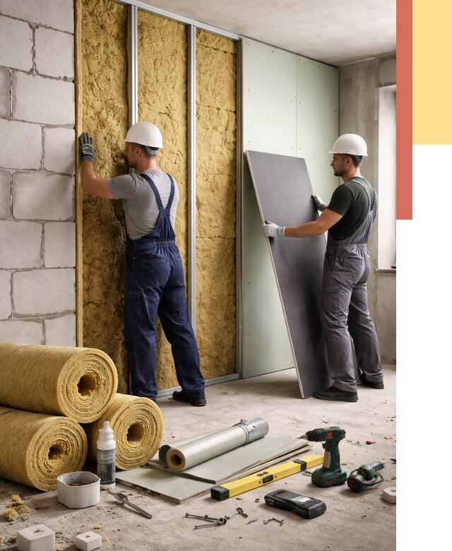 Шумоизоляция перегородок из блоков в Баксане от 1869 руб./м² — быстро и недорого | ОТДЕЛОЧНИК-Бкс