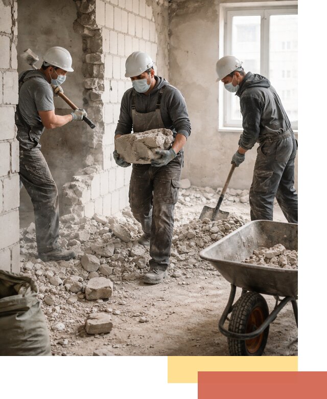 Демонтаж блочных перегородок в Баксане быстро и аккуратно