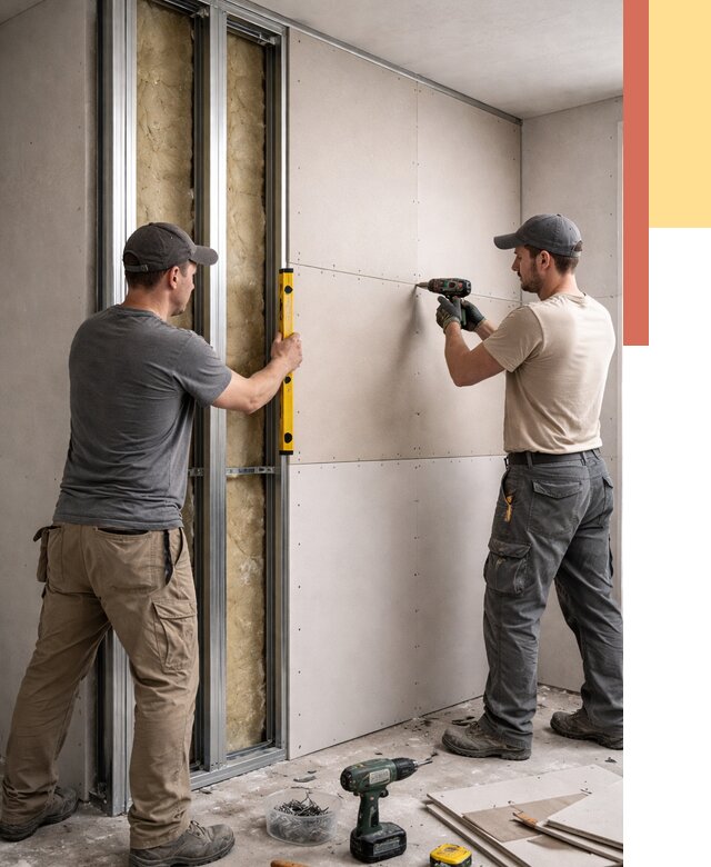 Монтаж двухслойной перегородки из гипсокартона в Баксане от 1465 руб. | ОТДЕЛОЧНИК-Бкс