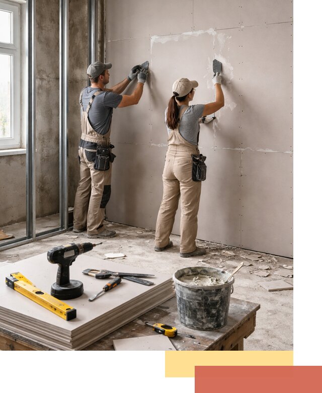 Монтаж двухслойной перегородки из гипсокартона в Баксане