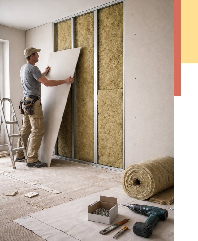 Перегородка из гипсокартона с шумоизоляцией в Баксане от 3152 руб. | ОТДЕЛОЧНИК-Бкс