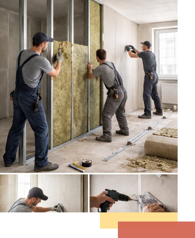 Перегородка из гипсокартона с шумоизоляцией в Баксане — монтаж под ключ