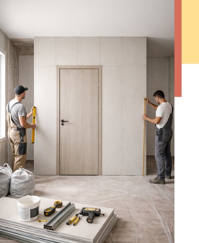 Перегородка из гипсокартона с дверью в Баксане от 4546 руб. под ключ | ОТДЕЛОЧНИК-Бкс