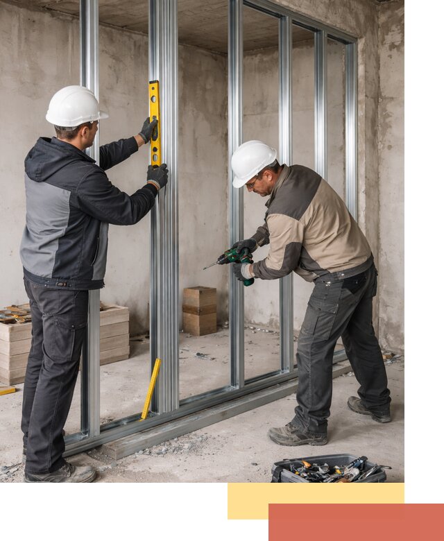 Монтаж каркаса перегородки из профиля в Баксане