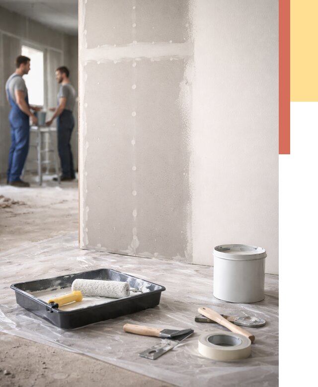 Покраска перегородок из гипсокартона в Баксане от 4546 руб. под ключ | ОТДЕЛОЧНИК-Бкс