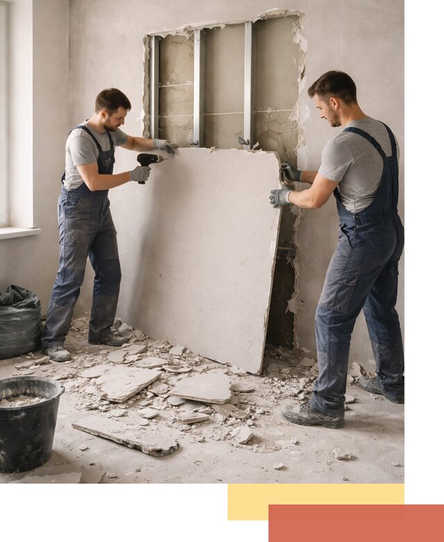 Демонтаж перегородки из гипсокартона в Баксане быстрый и аккуратный