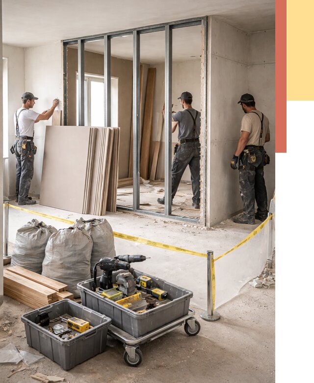 Перенос гипсокартонной перегородки в Баксане под ключ от 4546 руб. | Демонтаж и монтаж – ОТДЕЛОЧНИК-Бкс