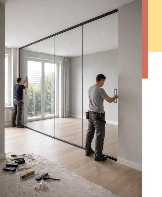 Изготовление стеклянных перегородок в Баксане от 12476 руб. под ключ | ОТДЕЛОЧНИК-Бкс