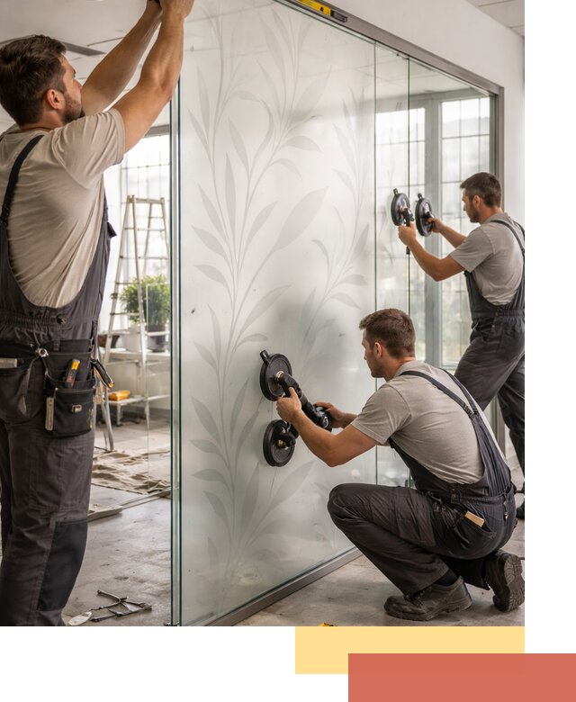 Стеклянные перегородки с рисунком на заказ в Баксане