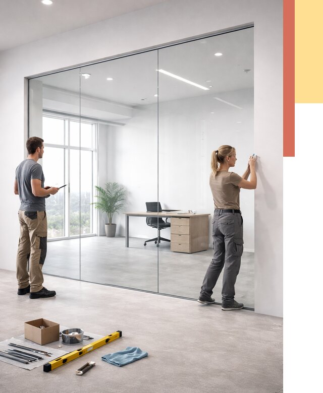 Перегородки из закаленного стекла в Баксане от 9597 руб. под ключ | ОТДЕЛОЧНИК-Бкс