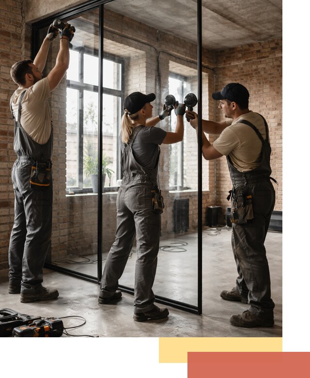 Стеклянные перегородки лофт — изготовление и монтаж в Баксане