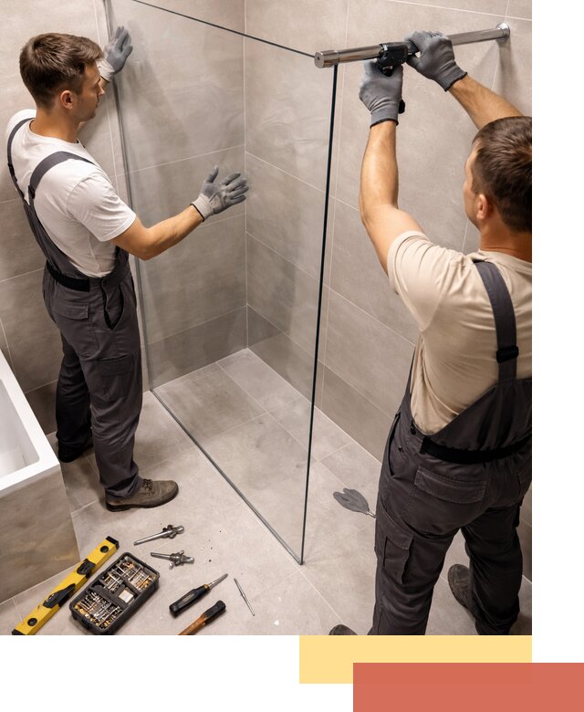 Стеклянные перегородки для душа в Баксане — изготовление и монтаж