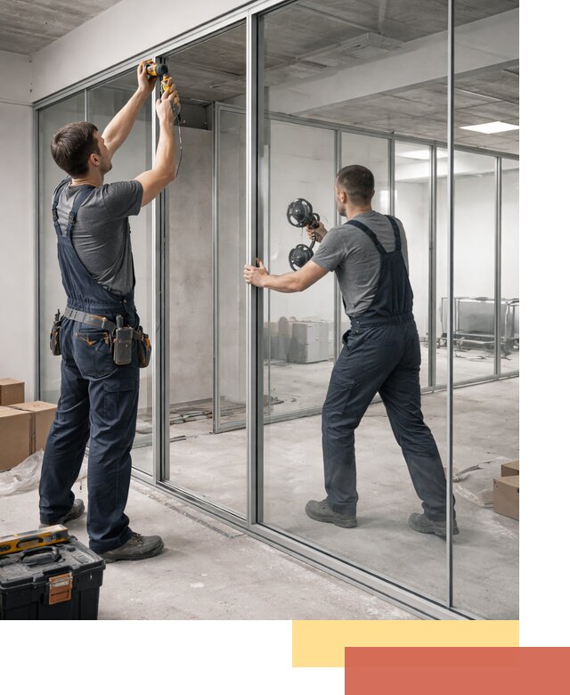 Алюминиевые перегородки со стеклом в Баксане — изготовление и монтаж