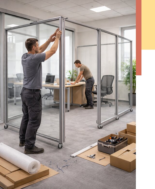 Мобильные офисные перегородки в Баксане от 12628 руб. — установка под ключ | ОТДЕЛОЧНИК-Бкс